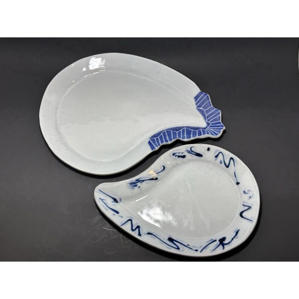 2‎ Vintage Porcelain Plate Handmade Original Art Signed Artist Signed Anger 89